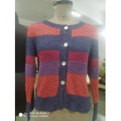 Carob Ladies Big Stripe Cardighan